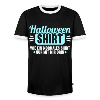 Halloween Shirt wie normales Shirt mit mir drin - Männer Kontrast-T-Shirt - Schwarz/Weiß - Vorne - AI Model Female 172 light (172cm) & AI Model Male 178 light (178cm)
