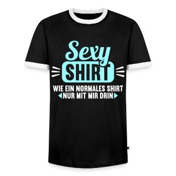 Sexy Shirt wie normales Shirt nur mit mir drin - Männer Kontrast-T-Shirt - Schwarz/Weiß - Vorne - AI Model Female 172 light (172cm) & AI Model Male 178 light (178cm)