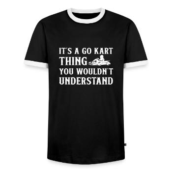 Go Kart Hobby Racing Go kart driver Go-kart dicton - T-shirt contrasté Homme - noir/blanc - Devant - AI Model Female 172 light (172cm) & AI Model Male 178 light (178cm)