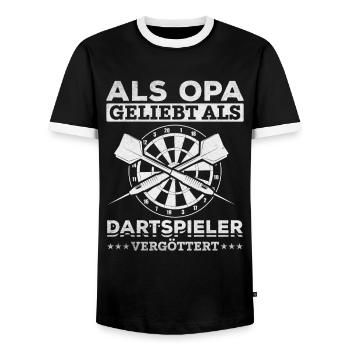 Als Opa geliebt als Dartspieler vergöttert Dart - Männer Kontrast-T-Shirt - Schwarz/Weiß - Vorne - AI Model Female 172 light (172cm) & AI Model Male 178 light (178cm)