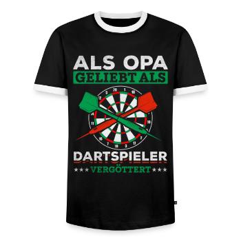 Als Opa geliebt als Dartspieler vergöttert Opa - Männer Kontrast-T-Shirt - Schwarz/Weiß - Vorne - AI Model Female 172 light (172cm) & AI Model Male 178 light (178cm)
