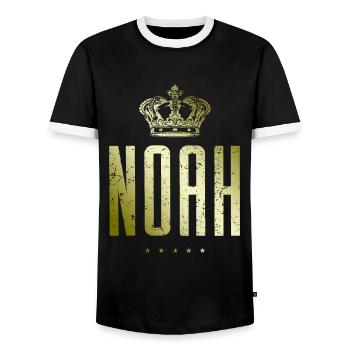 Noah - Men's Ringer Shirt - black/white - Front - AI Model Female 172 light (172cm) & AI Model Male 178 light (178cm)