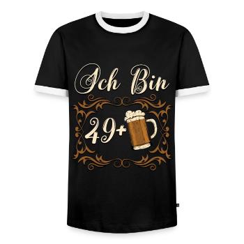 Ich bin 49 + 50. Geburtstag - Männer Kontrast-T-Shirt - Schwarz/Weiß - Vorne - AI Model Female 172 light (172cm) & AI Model Male 178 light (178cm)