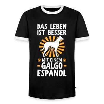 Das Leben ist besser mit einem Galgo Espanol - Männer Kontrast-T-Shirt - Schwarz/Weiß - Vorne - AI Model Female 172 light (172cm) & AI Model Male 178 light (178cm)