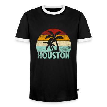 Houston Souvenir Palmen Sommer Sonne Meer Strand - Männer Kontrast-T-Shirt - Schwarz/Weiß - Vorne - AI Model Female 172 light (172cm) & AI Model Male 178 light (178cm)