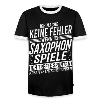 Saxophonspieler Musikinstrument Musik Saxophonist - Männer Kontrast-T-Shirt - Schwarz/Weiß - Vorne - AI Model Female 172 light (172cm) & AI Model Male 178 light (178cm)