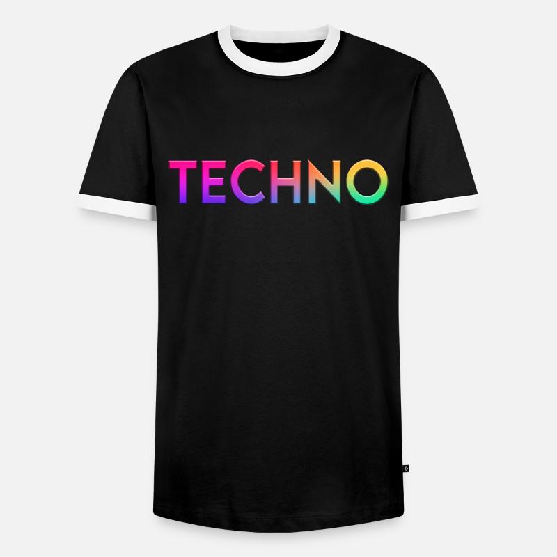 Techno - Männer Kontrast-T-Shirt - Schwarz/Weiß
