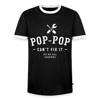 If Pop-Pop Can't Fix It We're All Screwed - Men's Ringer Shirt - black/white - Front - AI Model Female 172 light (172cm) & AI Model Male 178 light (178cm)