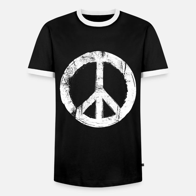 Retro Design Friedenszeichen Peace Zeichen - Männer Kontrast-T-Shirt - Schwarz/Weiß