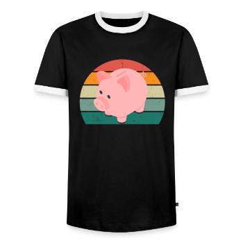 Zaster Moneten Scheine Münzgeld virtuelles Geld - Männer Kontrast-T-Shirt - Schwarz/Weiß - Vorne - AI Model Female 172 light (172cm) & AI Model Male 178 light (178cm)