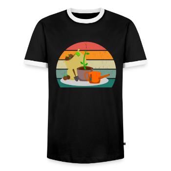 Gärtner Gärtnerin Hecke Rasen Rasenmähen Garten - Männer Kontrast-T-Shirt - Schwarz/Weiß - Vorne - AI Model Female 172 light (172cm) & AI Model Male 178 light (178cm)