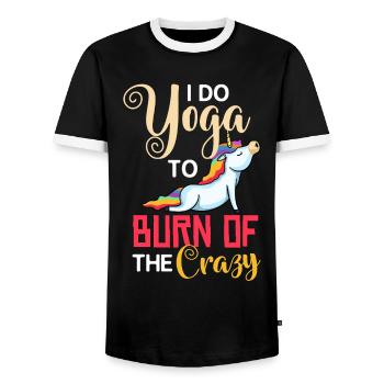 Yoga Licorne Débutant Entraînement Citations Méditation - T-shirt contrasté Homme - noir/blanc - Devant - AI Model Female 172 light (172cm) & AI Model Male 178 light (178cm)