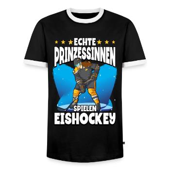 Eishockey Frauen Eishockeyspielerin - Männer Kontrast-T-Shirt - Schwarz/Weiß - Vorne - AI Model Female 172 light (172cm) & AI Model Male 178 light (178cm)