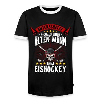 Eishockey Männer - Männer Kontrast-T-Shirt - Schwarz/Weiß - Vorne - AI Model Female 172 light (172cm) & AI Model Male 178 light (178cm)