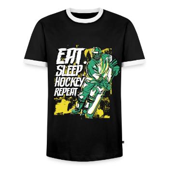 Manger sleep hockey Répéter le hockey sur glace - T-shirt contrasté Homme - noir/blanc - Devant - AI Model Female 172 light (172cm) & AI Model Male 178 light (178cm)