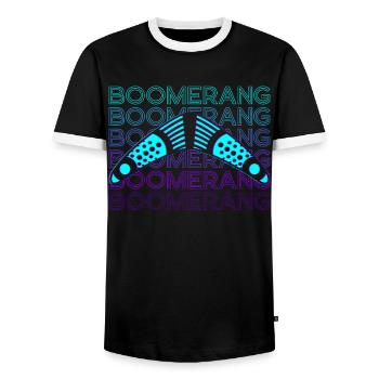 Bumerang Retro Geschenk - Männer Kontrast-T-Shirt - Schwarz/Weiß - Vorne - AI Model Female 172 light (172cm) & AI Model Male 178 light (178cm)