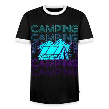 Camping Motorhome Camp Retro Gift - Men's Ringer Shirt - black/white - Front - AI Model Female 172 light (172cm) & AI Model Male 178 light (178cm)
