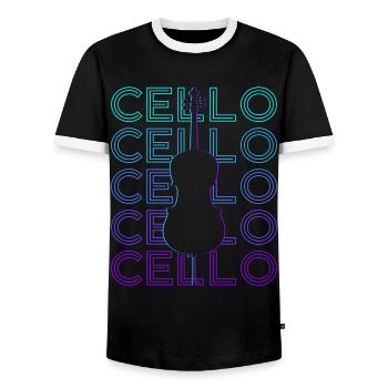 Violoncelle Violoncelliste Rétro Cadeau - T-shirt contrasté Homme - noir/blanc - Devant - AI Model Female 172 light (172cm) & AI Model Male 178 light (178cm)