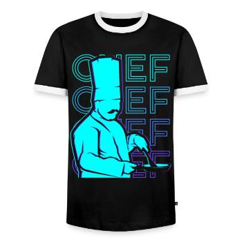 Chef Cooking Retro Gift - Men's Ringer Shirt - black/white - Front - AI Model Female 172 light (172cm) & AI Model Male 178 light (178cm)