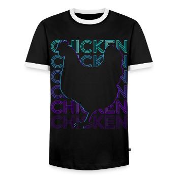 Chicken Retro Gift - Men's Ringer Shirt - black/white - Front - AI Model Female 172 light (172cm) & AI Model Male 178 light (178cm)