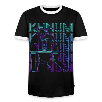 Khnum Egyptian God Ancient Egypt Retro Geschen - Men's Ringer Shirt - black/white - Front - AI Model Female 172 light (172cm) & AI Model Male 178 light (178cm)