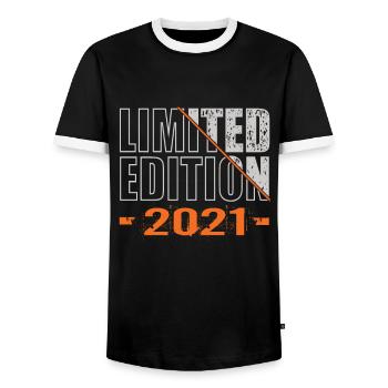 Limited Edition 2021 - Men's Ringer Shirt - black/white - Front - AI Model Female 172 light (172cm) & AI Model Male 178 light (178cm)