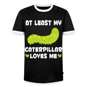 Raupe liebt mich lustig Insektensammler - Männer Kontrast-T-Shirt - Schwarz/Weiß - Vorne - AI Model Female 172 light (172cm) & AI Model Male 178 light (178cm)