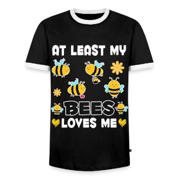 Bees love me women funny beekeepers - Men's Ringer Shirt - black/white - Front - AI Model Female 172 light (172cm) & AI Model Male 178 light (178cm)