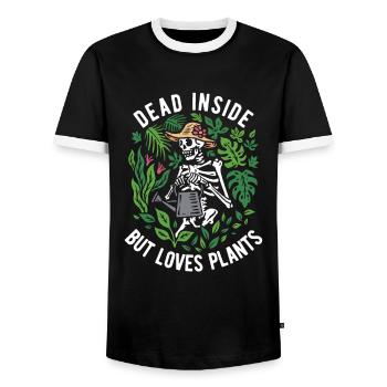 planty dead Inside but loves plants - Männer Kontrast-T-Shirt - Schwarz/Weiß - Vorne - AI Model Female 172 light (172cm) & AI Model Male 178 light (178cm)