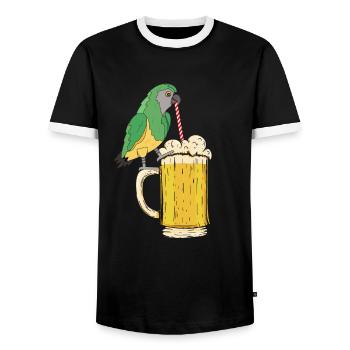 Papagei Bier Papagei Vogelliebhaber Lustiger - Männer Kontrast-T-Shirt - Schwarz/Weiß - Vorne - AI Model Female 172 light (172cm) & AI Model Male 178 light (178cm)