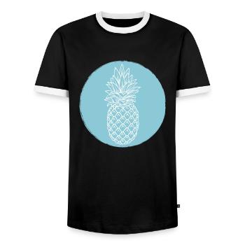 Pineapple - Men's Ringer Shirt - black/white - Front - AI Model Female 172 light (172cm) & AI Model Male 178 light (178cm)