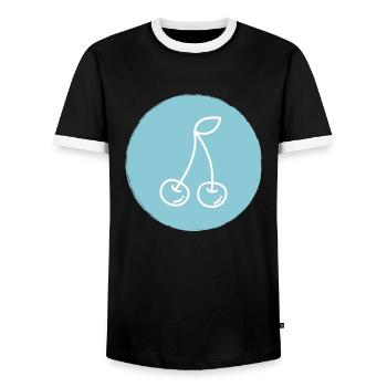 Cherry - Men's Ringer Shirt - black/white - Front - AI Model Female 172 light (172cm) & AI Model Male 178 light (178cm)