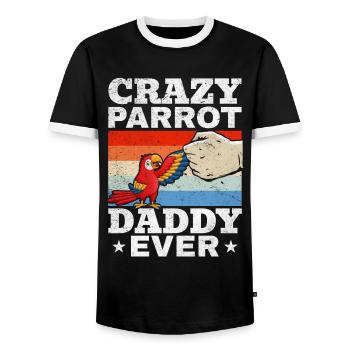 Crazy Parrot Daddy Ever Parrot Bird Lover - T-shirt contrasté Homme - noir/blanc - Devant - AI Model Female 172 light (172cm) & AI Model Male 178 light (178cm)