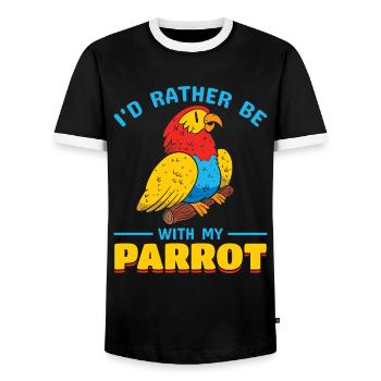 Parrot Bird Lover - I'd rather be with my - Men's Ringer Shirt - black/white - Front - AI Model Female 172 light (172cm) & AI Model Male 178 light (178cm)