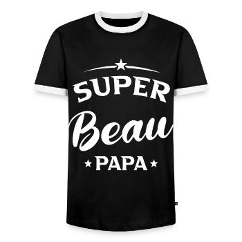 Beau-père Cadeau Super beau papa - T-shirt contrasté Homme - noir/blanc - Devant - AI Model Female 172 light (172cm) & AI Model Male 178 light (178cm)
