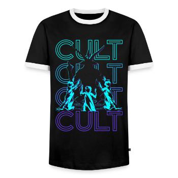 Culte Baphomet Paganisme Occulte Wicca Retro Geschen - T-shirt contrasté Homme - noir/blanc - Devant - AI Model Female 172 light (172cm) & AI Model Male 178 light (178cm)