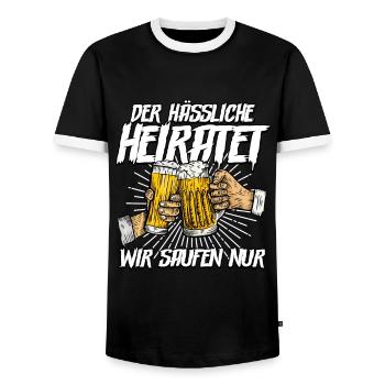 Der hässliche heiratet wir saufen Männer - Männer Kontrast-T-Shirt - Schwarz/Weiß - Vorne - AI Model Female 172 light (172cm) & AI Model Male 178 light (178cm)