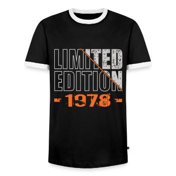 Limited Edition 1978 - Men's Ringer Shirt - black/white - Front - AI Model Female 172 light (172cm) & AI Model Male 178 light (178cm)