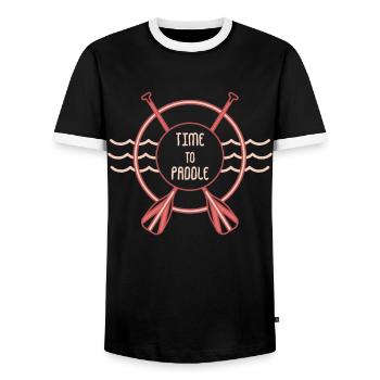 Time to Paddle Canoe Water Sports Paddle Paddle Paddle - Men's Ringer Shirt - black/white - Front - AI Model Female 172 light (172cm) & AI Model Male 178 light (178cm)