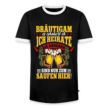 Ich heirate die anderen sind nur zum saufen hier - Männer Kontrast-T-Shirt - Schwarz/Weiß - Vorne - AI Model Female 172 light (172cm) & AI Model Male 178 light (178cm)