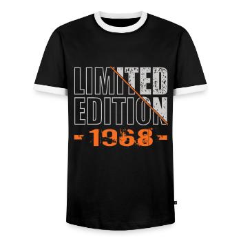 Limited Edition 1968 - Men's Ringer Shirt - black/white - Front - AI Model Female 172 light (172cm) & AI Model Male 178 light (178cm)