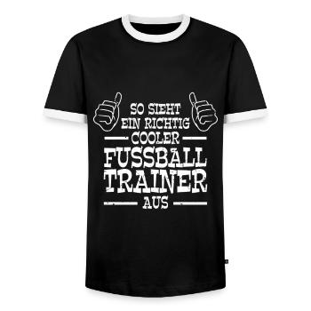 So sieht ein richtig cooler Fußball Trainer aus - Männer Kontrast-T-Shirt - Schwarz/Weiß - Vorne - AI Model Female 172 light (172cm) & AI Model Male 178 light (178cm)