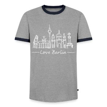 Berlin Skyline Silhouette Städtetrip Deutschland. - Männer Kontrast-T-Shirt - Grau/Navy  - Vorne - AI Model Female 172 light (172cm) & AI Model Male 178 light (178cm)