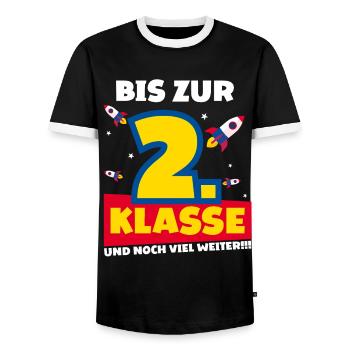 Bis Zur 2. Klasse und noch viel weiter Rakete - Männer Kontrast-T-Shirt - Schwarz/Weiß - Vorne - AI Model Female 172 light (172cm) & AI Model Male 178 light (178cm)