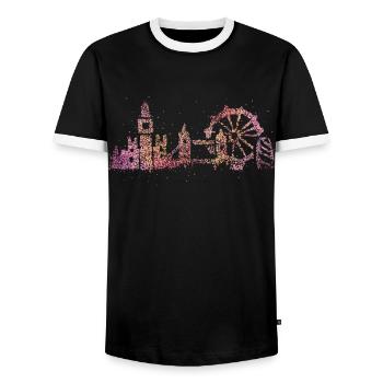 London Skyline Silhouette City Trip London - Men's Ringer Shirt - black/white - Front - AI Model Female 172 light (172cm) & AI Model Male 178 light (178cm)
