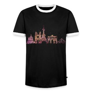 Paris Skyline Silhouette City Trip Eiffel Tower - Men's Ringer Shirt - black/white - Front - AI Model Female 172 light (172cm) & AI Model Male 178 light (178cm)