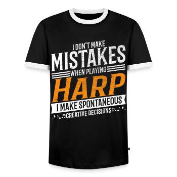 Harpe Amateur de Musique Harpiste Créative - T-shirt contrasté Homme - noir/blanc - Devant - AI Model Female 172 light (172cm) & AI Model Male 178 light (178cm)