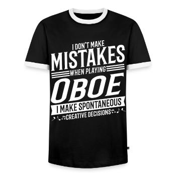 Oboe Player Musical Instrument Music Oboist - Men's Ringer Shirt - black/white - Front - AI Model Female 172 light (172cm) & AI Model Male 178 light (178cm)