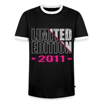 Limited Edition 2011 - Männer Kontrast-T-Shirt - Schwarz/Weiß - Vorne - AI Model Female 172 light (172cm) & AI Model Male 178 light (178cm)