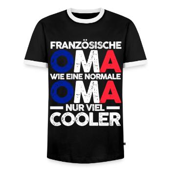 Französin Frankreichische Oma Frankreich - Männer Kontrast-T-Shirt - Schwarz/Weiß - Vorne - AI Model Female 172 light (172cm) & AI Model Male 178 light (178cm)